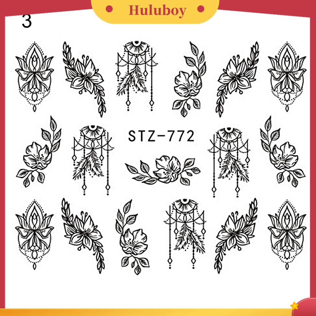 Huluboy Huluboy♡ Stiker Kuku Motif Garis Hitam Tahan Lama Untuk Wanita