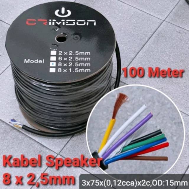 Kabel Speaker Crimson Isi 8 Ukuran 8 x 2.5mm  100 meter