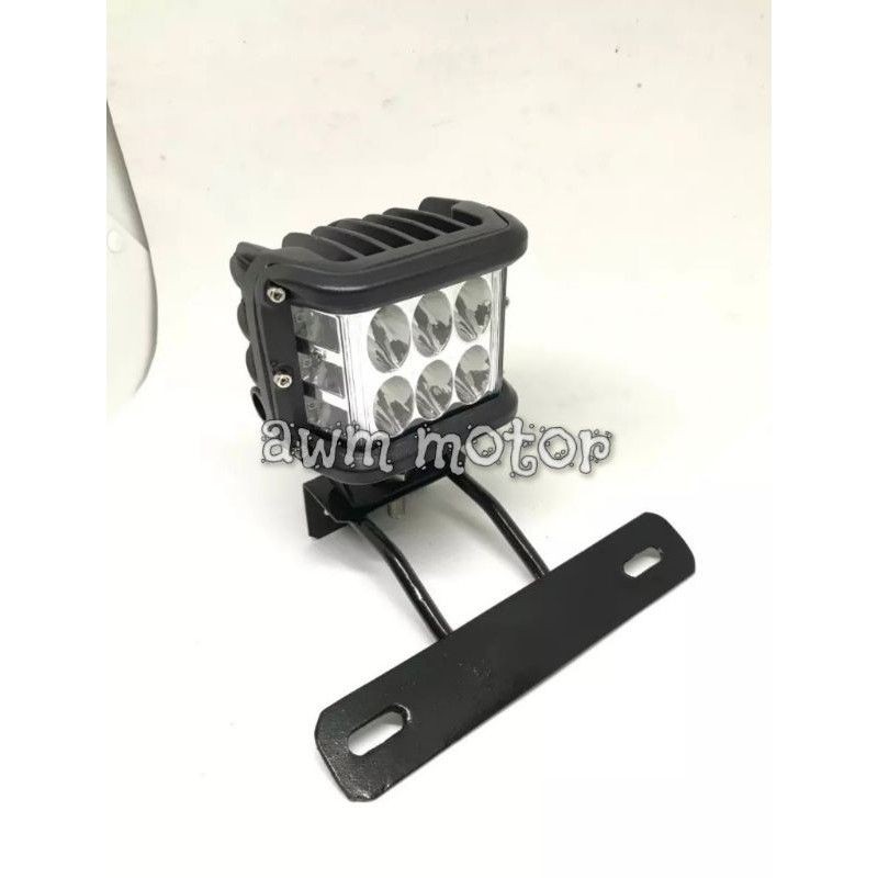 [PAKET] led lampu depan jumbo 6mata+breket plat motor