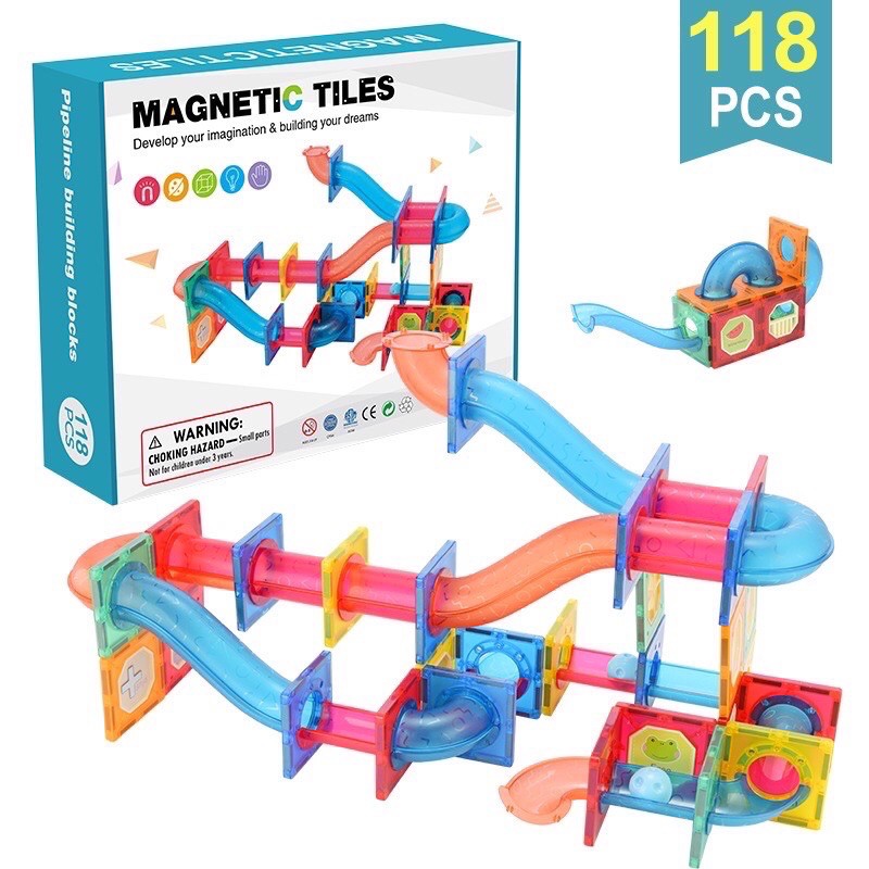 magnetic tiles marble run 118 - magnatiles alike - balok magnet - magnet blocks