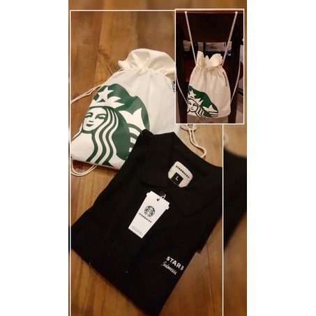 Kaos Polo Starbucks + free tas serut starbucks Original Store Indonesia