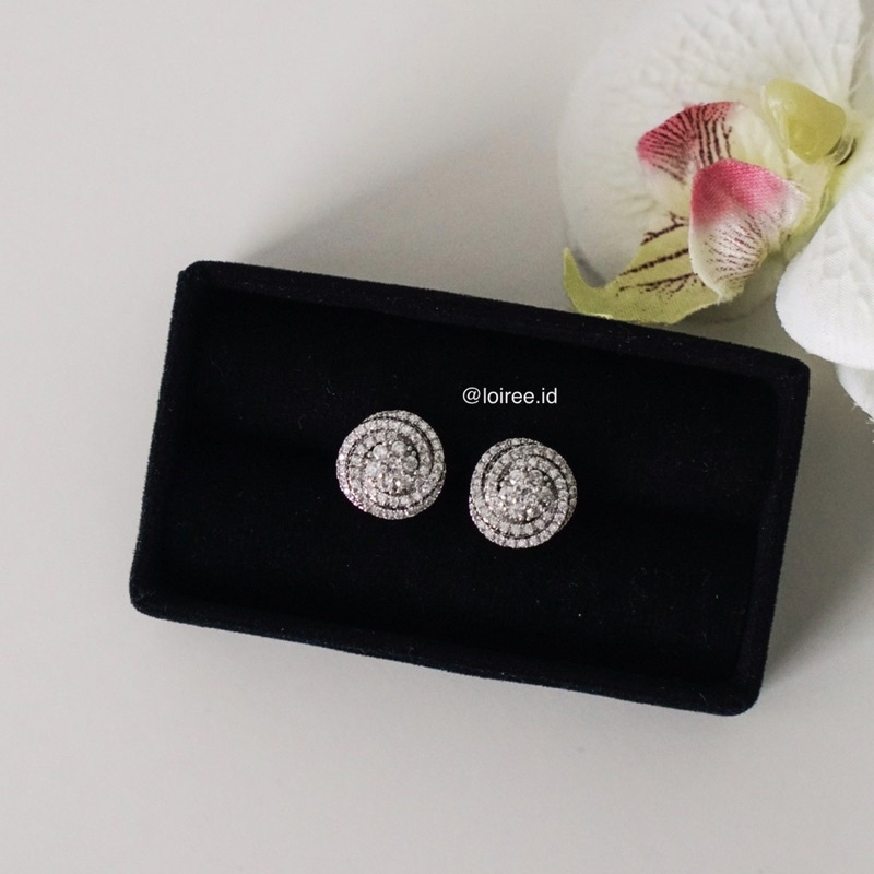 ROSETTA | Wedding Collection - Zirconia Round Stud Bridal Earrings - Anting Wanita