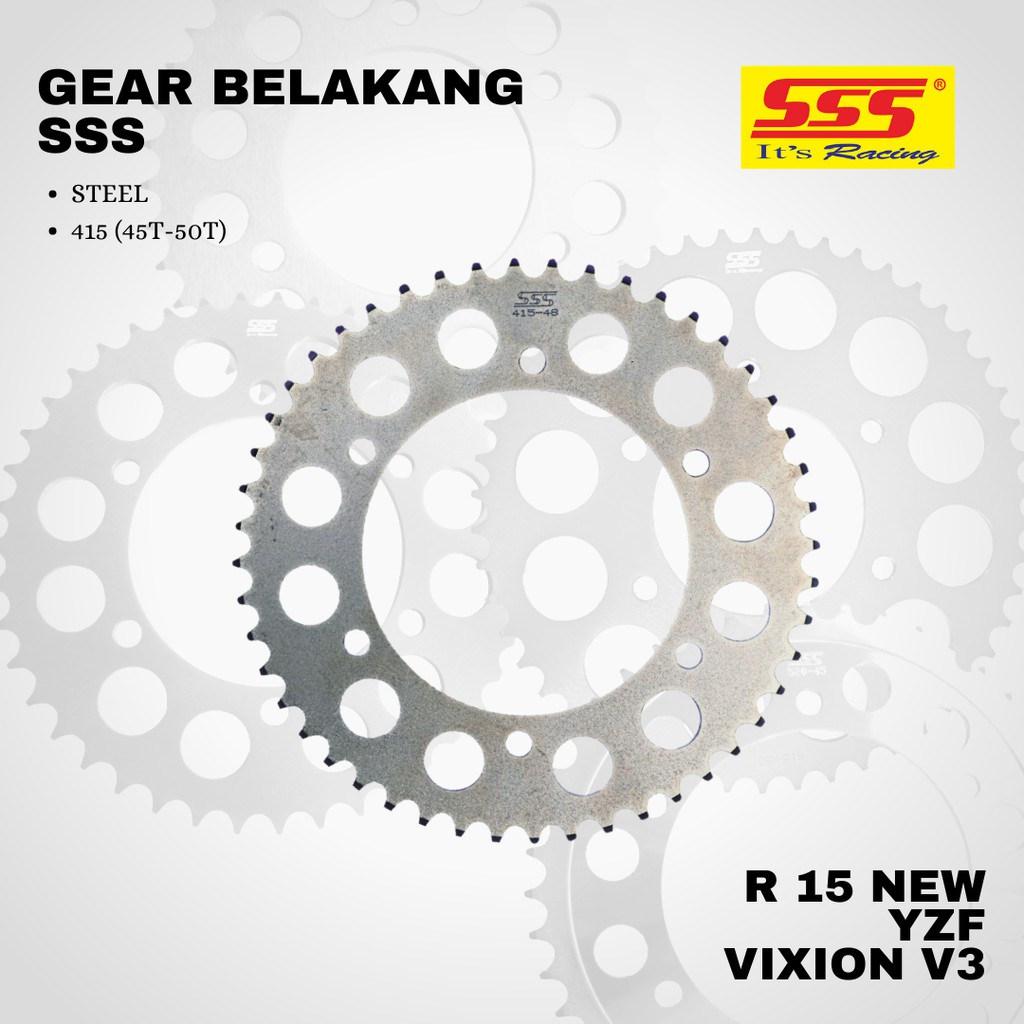 Gear gir YZF R15 V3 NEW VIXION V3 XSR 155 sss 415 41 42 43 44 45 46 47 48 49 50 STEEL SILVER