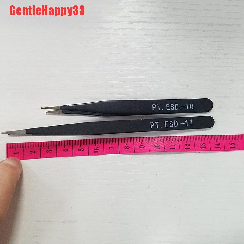 Gentlehappy 6pcs/set Pinset Lurus/Lengkung Anti Statis Esd Untuk Alat Perbaikan