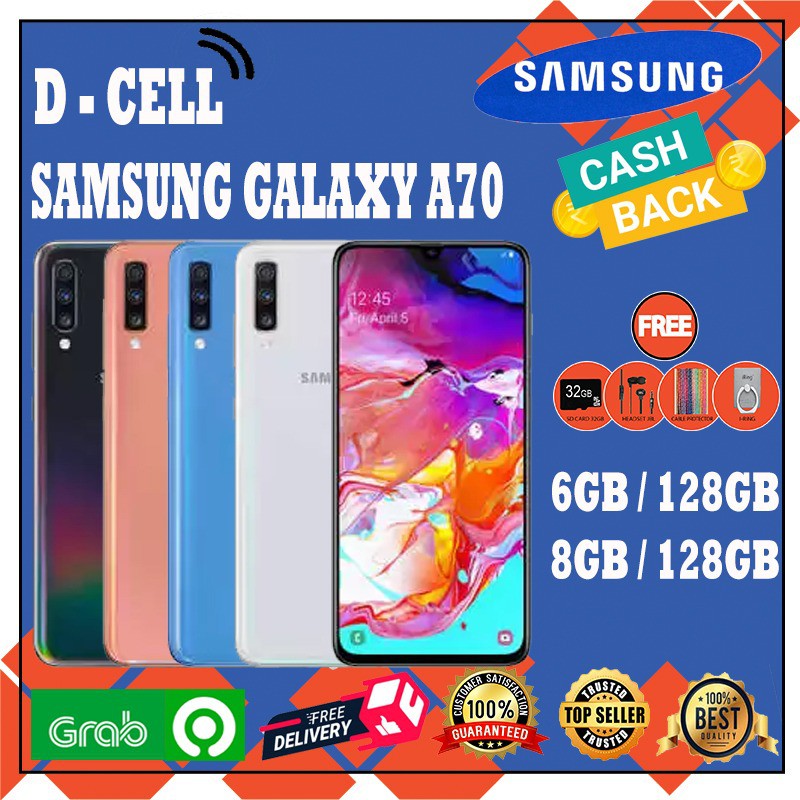 Samsung Galaxy A70 8GB/256GB Ram 8GB Internal 256GB Black White Blue Coral Garansi RESMI SEIN