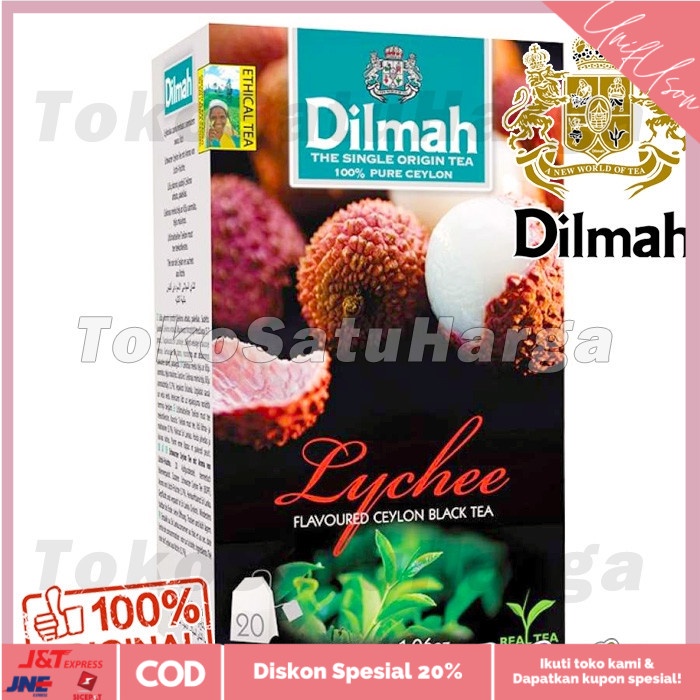 

⭐COD⭐ Teh Dilmah Lychee Tea No Envelope 20 sachet Dilma Teh Celup Tbag