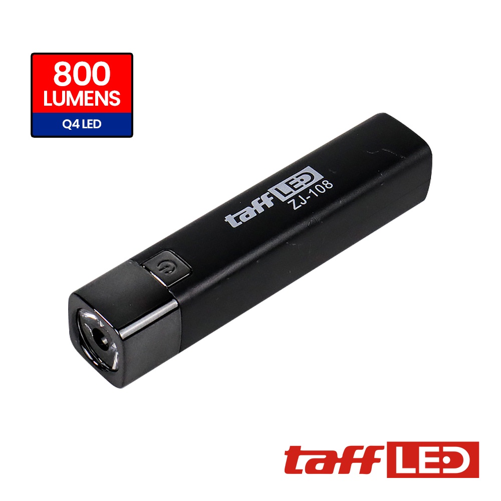 POWERBANK + TaffLED Senter BUILT-IN 18650 BATTERY LED Mini Flashlight USB RECHARGEABLE 5W - ZJ-108