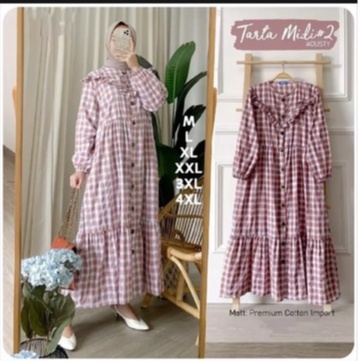 Daini Tunik / Tartan Midi Dress Kotak - Kotak / Tunik Jumbo Ukuran M L XL XXL /  Midi Dress Terlaris / Atasan Wanita Muslim / Bahan Adem