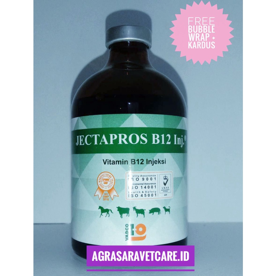 JECTAPROS B12 100 ml vadco - vitamin b12 hewan ternak SEPERTI JECTAVIT B12 INJ.SANBE
