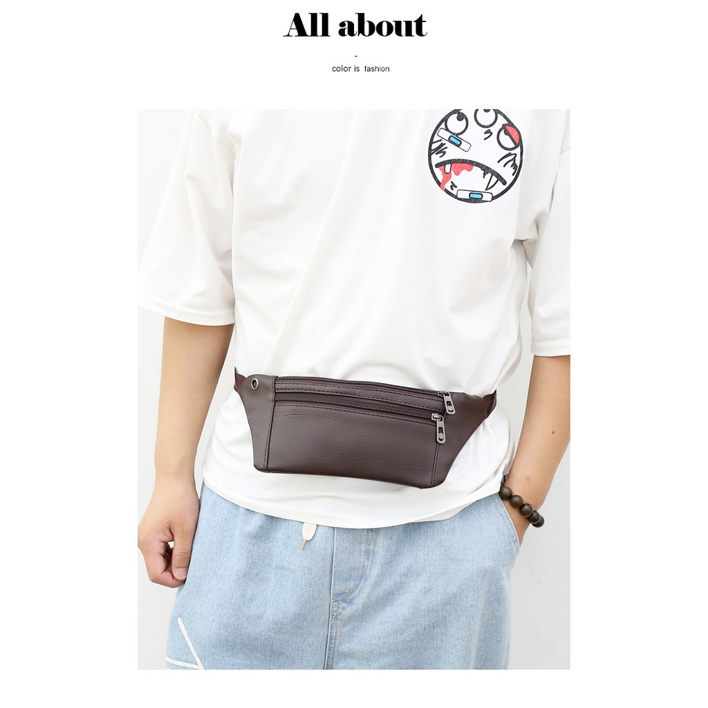 Uphike Tas Pinggang Pria Selempang Waist Bag Kulit Slempang Pria TS208