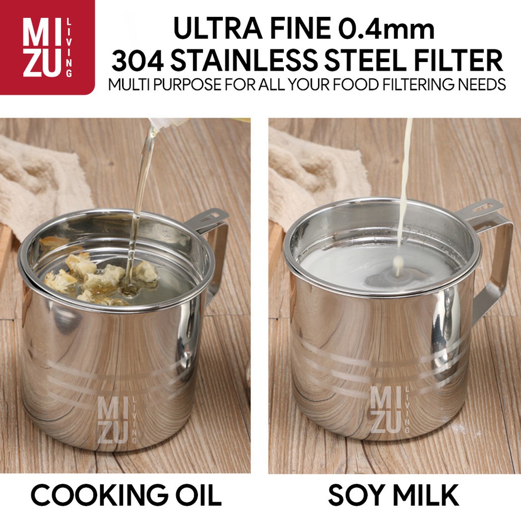 ABURA Oil Pot Saringan Tempat Minyak 1200ml Stainless Steel No Drip No Mess-1
