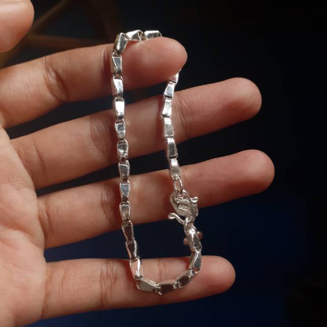 Gelang perak murni model padi