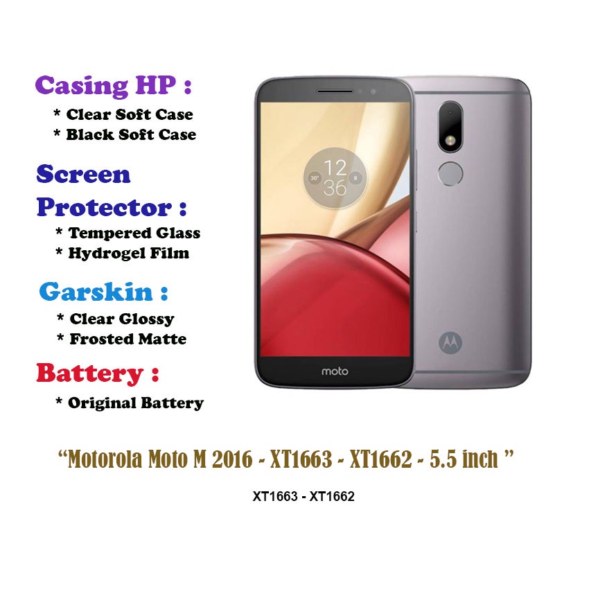 Motorola Moto M 2016 - XT1663 - XT1662 - 5.5 inch - Case - Screen Protector - Battery - Dll