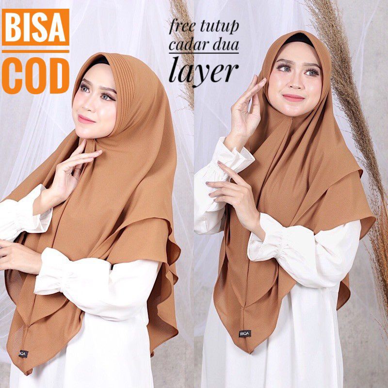 JILBAB DUA LAYER /JILBAB PAKAI PET/JILBAB CERUTI BANYAK WARNA BISA COD