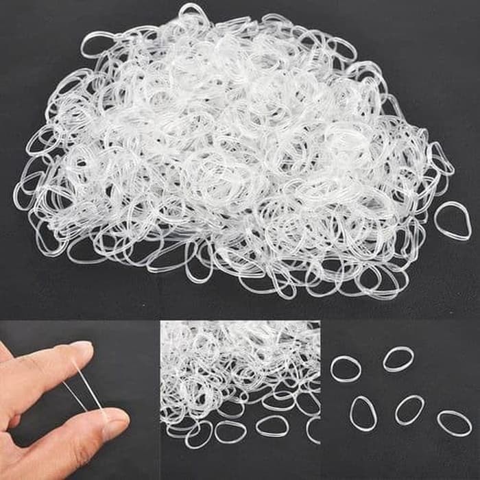 Karet Ikat Rambut Jepang Transparant Bening Clear Elastis isi 200 Pcs
