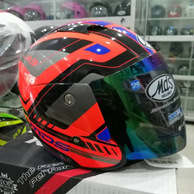 Helm Mds Sport R3 Race Fluo Edition Red Fluo Blue Helm Sni Mds Helm Murah Mds R3 Sport Helm Motor Shopee Indonesia