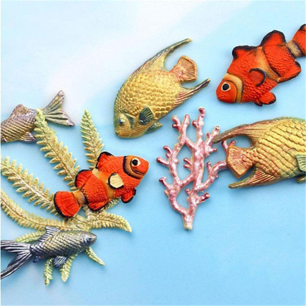 Solighter Ocean Cetakan Silikon Home &amp; Kitchen Fondant Sugarcraft Ikan Rumput Laut Alat Dekorasi Kue