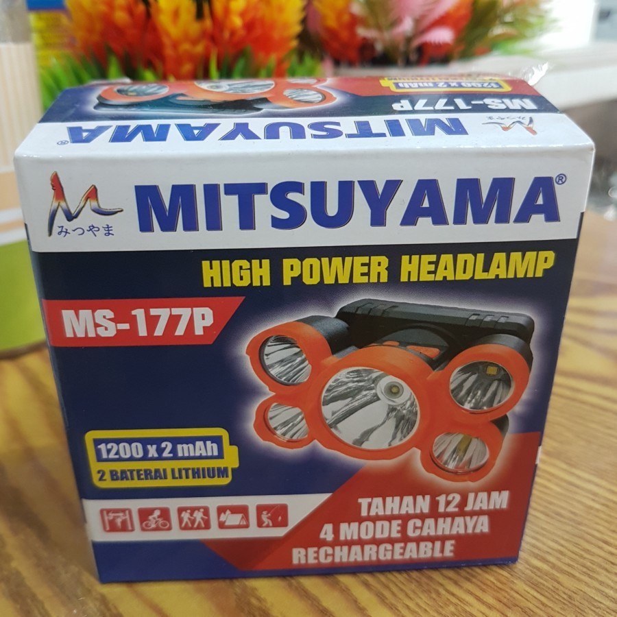 Senter Kepala 5 mata mitsuyama ms-177P tahan 12 jam - 4 mode cahaya (COD)