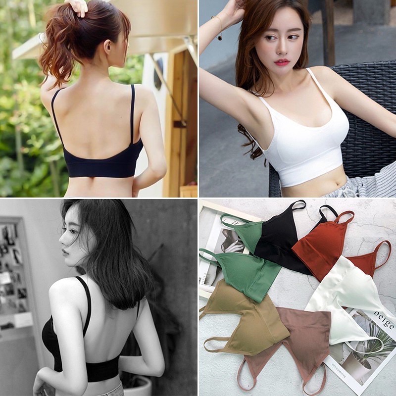 3SP | UW18 Bra Sport Push Up Gaya Korea Elastis Untuk Wanita Bra Bralette Push Up V-Neck Korea Tanpa Kawat