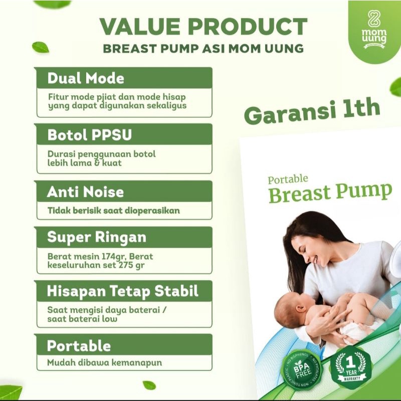 Mom Uung portable breastpump/pompa asi portable dual mode