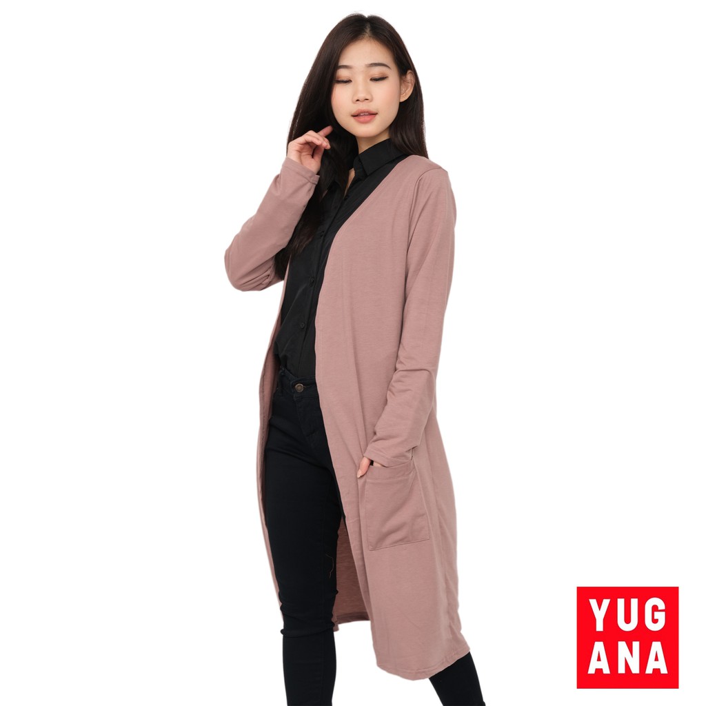 BL - CRLONG Cardigan Panjang Oversize Wanita Polos-MOCCA