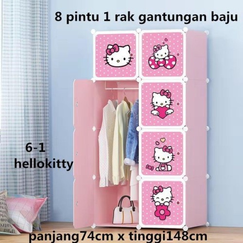 PROMO Lemari Pakaian Baju Anak 2X4 8 Kotak Rak Serbaguna Susun Lemari Plastik Portable 8 Pintu Lemari Plastik Karakter Lemari Pakaian Portable Lemari pakaian plastik rak serbaguna susun lemari baju anak 8 pintu/kotak/susun