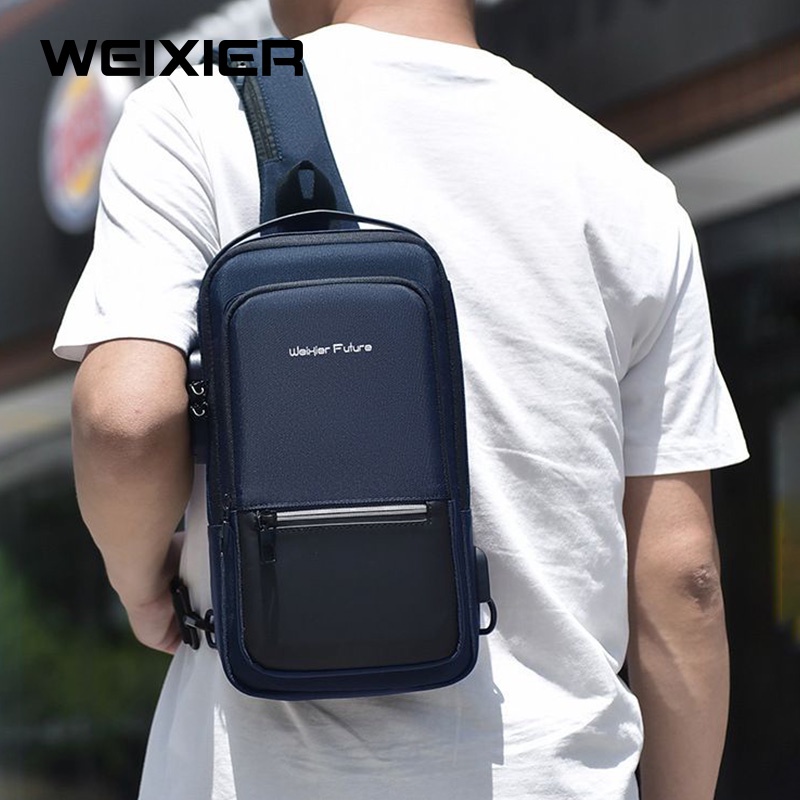 WEIXIER X303 Tas Selempang Pria Shoulder Bag USB Port Anti Maling WK-SBY