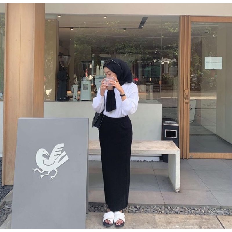 Rok Rajut Span / Rok Span Knit / Rok Panjang / Long Knit Skirt / Rok Wanita Kekinian / Celana Panjang Wanita-4