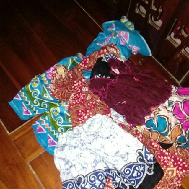 Daster Batik Putih Anak Tanpa Lengan Pita, Grosir Baju Batik Anak Lucu Murah
