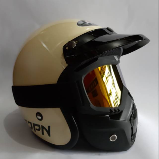 Helm JPN ARC CREAM DENGAN GOGGLES MASK