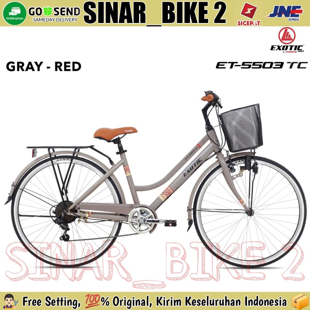 Sepeda Keranjang Dewasa EXOTIC ET 5503 TC Ukuran 26 Inch  Boncengan 7 Speed City Bike