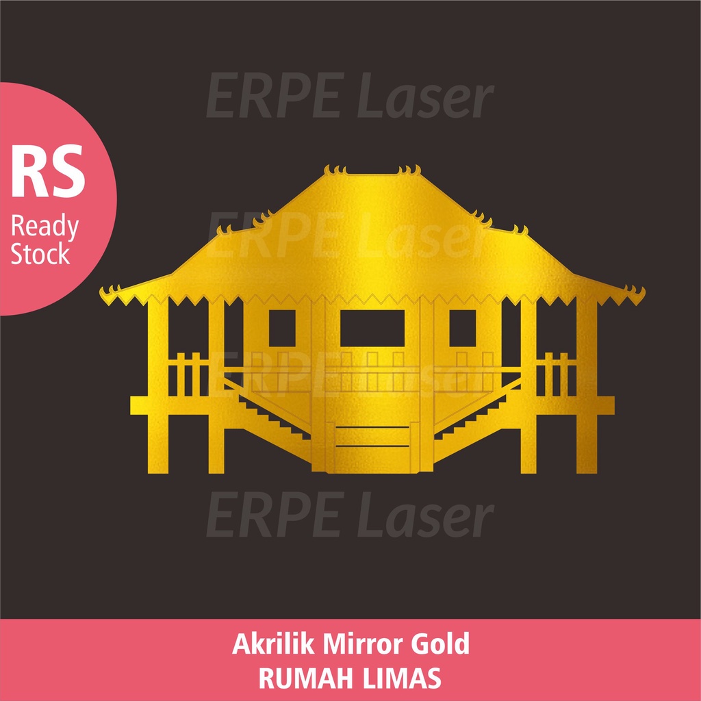 Rumah Limas Palembang Akrilik Mirror Gold Bahan Dekorasi Mahar Nikah Rumah Limas Palembang Akrilik G