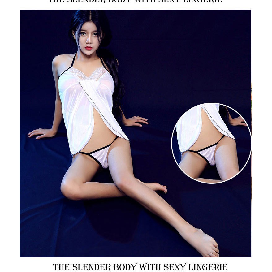 ★ Cayman ★ Baju Tidur Wanita Sexy Lingerie Deep V-Neck Bahan Lace + G-String  Women Sleepwear BJ021-6