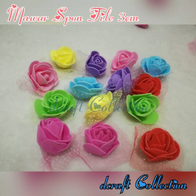 Mawar Spon Tile 3cm Mix Warna