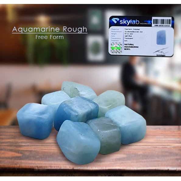 Batu aquamarine rough stone premium (bc16)