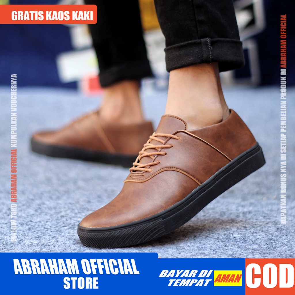 AUTH Sepatu Sneakers Pria Kulit Pu Premium Sepatu Pria Casual Cowok / Cowo Sepatu Kasual Semi Formal Kerja Kantor Kuliah Gaya Santai Keren Kekinian Original Murah Terlaris