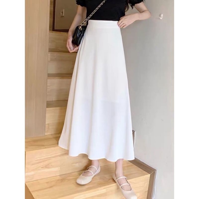 SKIRT KOREA POLOS // ROK WANITA POLOS-Putih