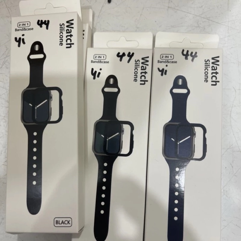 Tali Strap Apple Watch 38mm 40mm 42mm 44mm Tempered Glass Case Strap - Hitam, 38mm