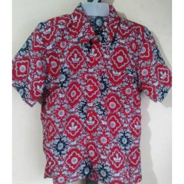 Seragam Batik SD Tunas Harapan Merah Pendek