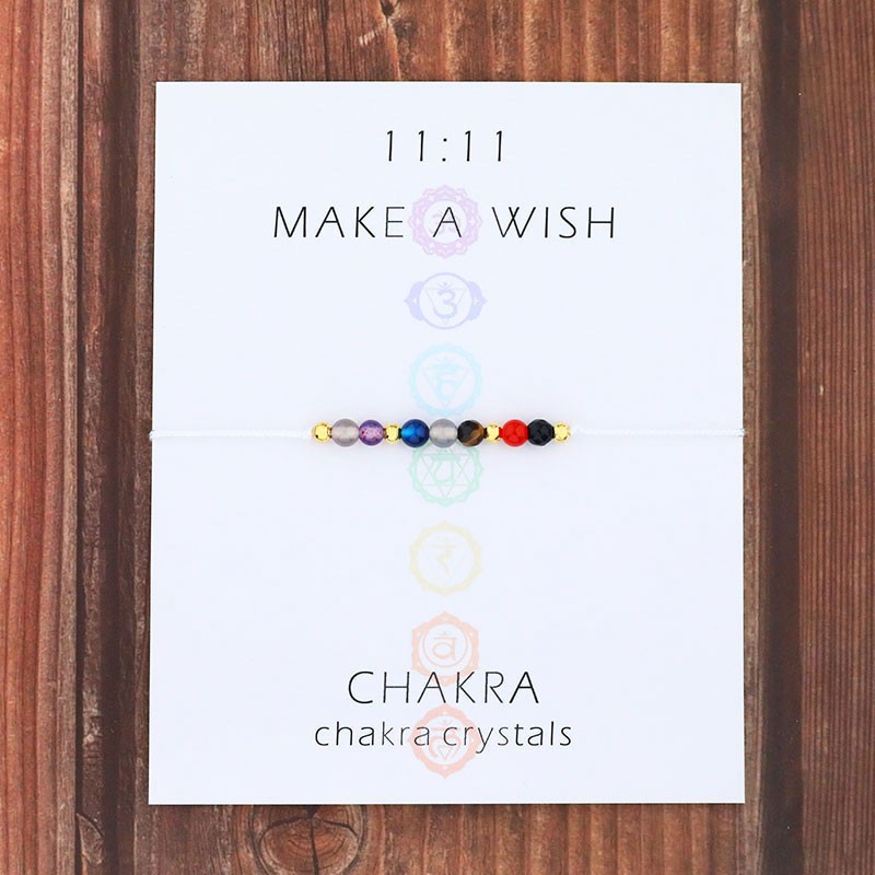 Chakra Wish String Bracelet 7 Chakra Healing Yoga Reiki Prayer Stones Bracelet