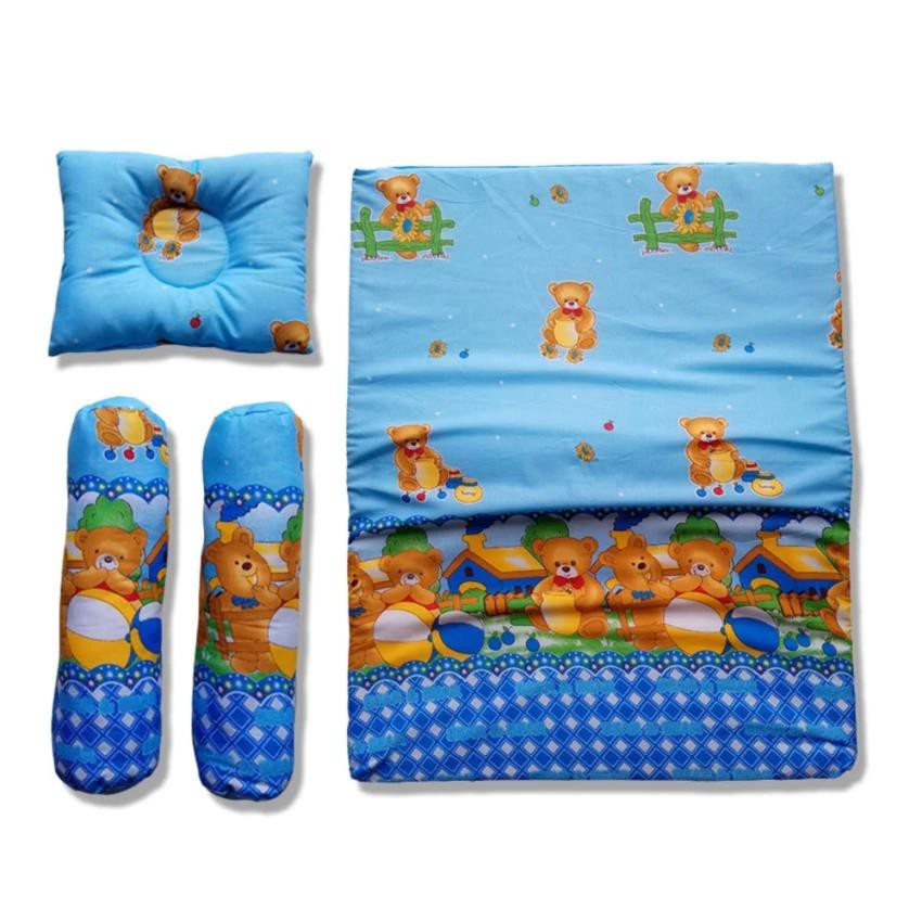 Bantal Guling Bayi set 4 in 1 Bedcover Selimut Warna (Panda/Top/Ceria)