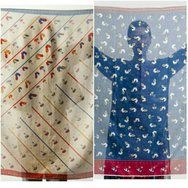 Sejauh Mata Memandang Scarf Ayam Cinta AADC 2 Creme / Blue / Timun Mas