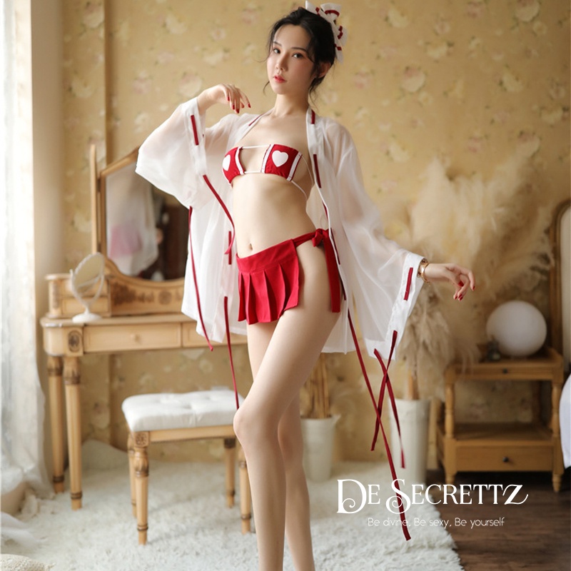 DeSecrettz GEISHA Baju Tidur Wanita Dewasa Model Japanese Kimono Set, Includes Outer &amp; G String