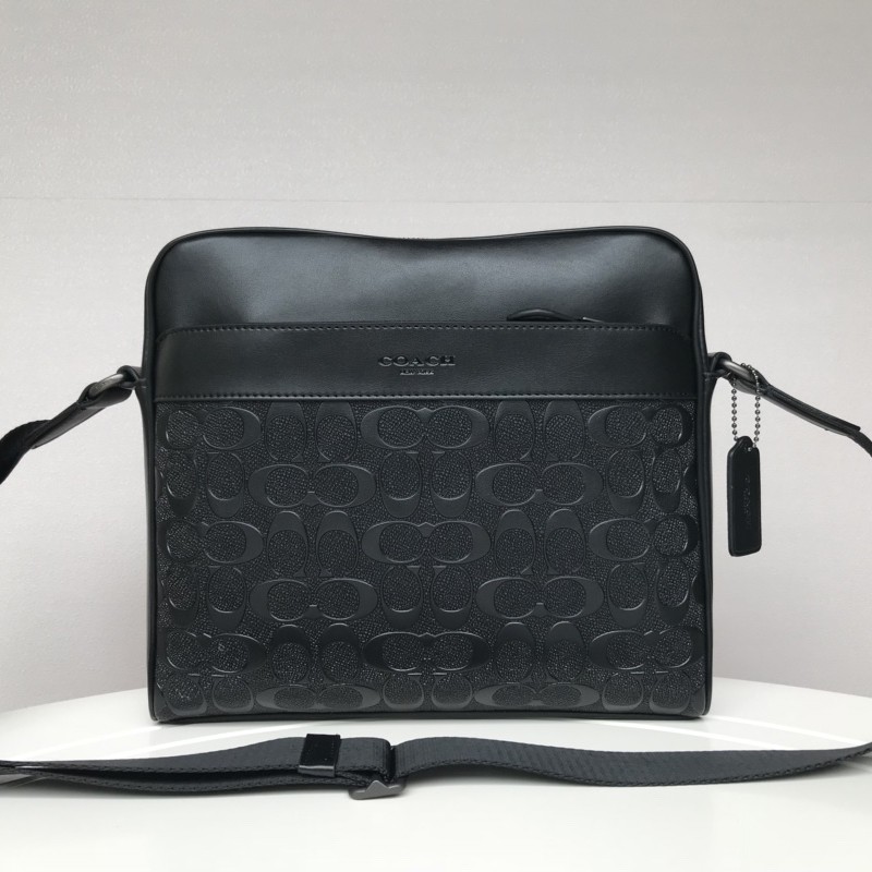 Asli baru coach 28455 Tas Pria Tas Messenger、kulit PVC、tas selempangcowok Tas kotak kecil kulit timb