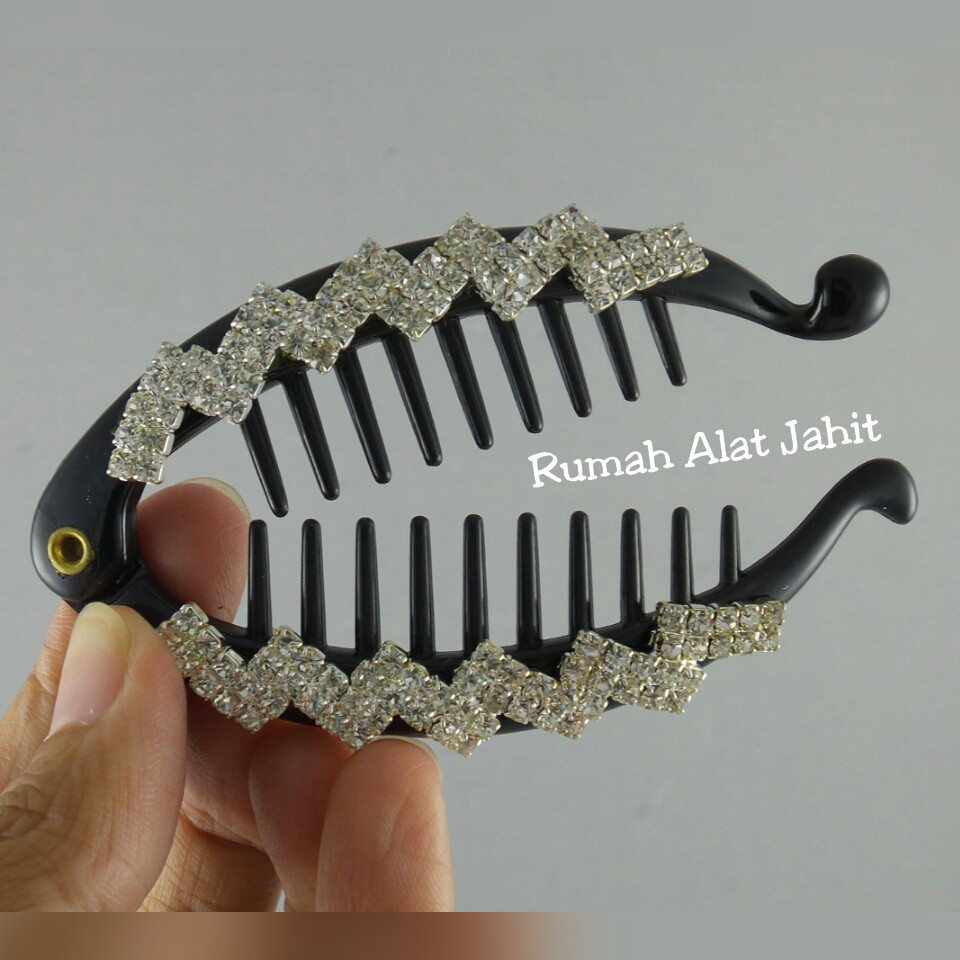 Jepit Rambut Ikan Permata Segi Panjang Zig-Zag 8cm