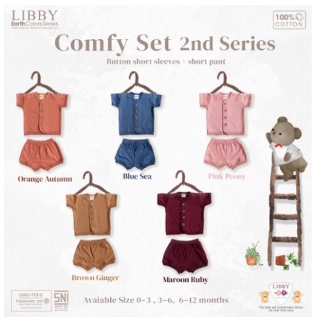 LIBBY EARTH COMFY SET PENDEK / SETELAN PENDEK BAYI / SETELAN PENDEK ANAK / SETELAN PENDEK POLOS ANAK