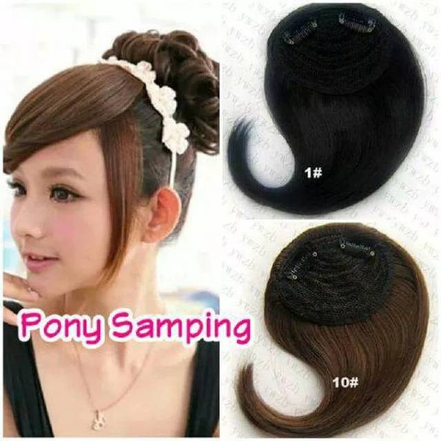 Wig Poni klip Rambut Palsu samping