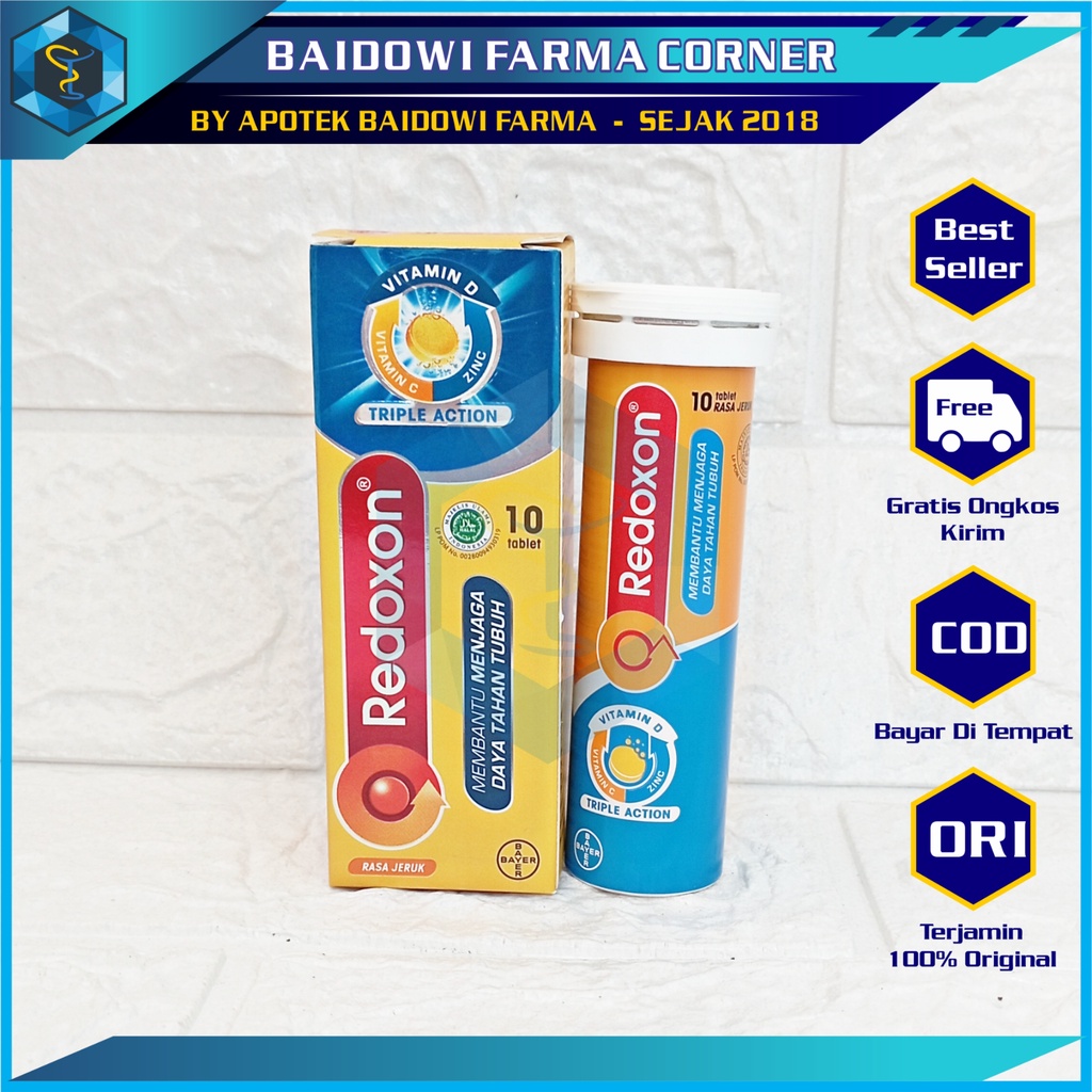 REDOXON EFFERVESCENT (VITAMIN C 500MG, VITAMIN D DAN ZINC) RASA JERUK