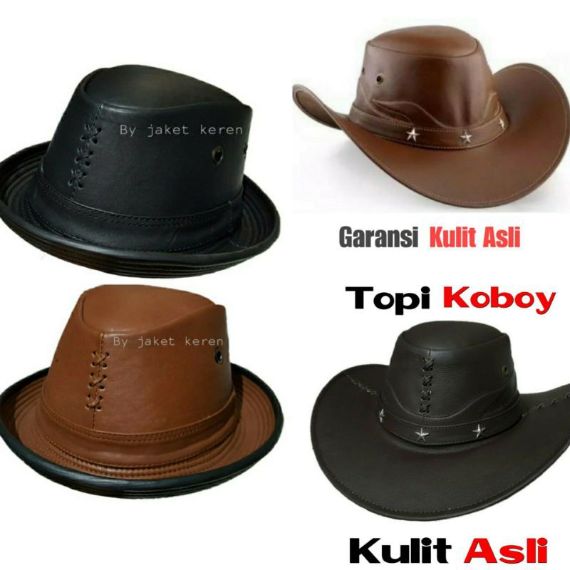topi kulit asli topi Koboy kulit sapi premium