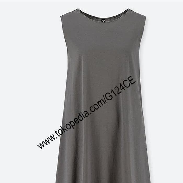 Produk Gaun Panjang Uniqlo Mercerized Katun A Line Long Dress 413806 Grey 07 Diskon